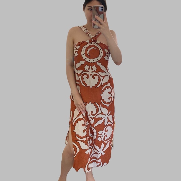 NWOT See iou Linen Midi Dress with slits S - Picture 2 of 9